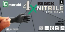 Emerald 4X Black Nitrile Powder Free EXAM 4 Mil Disposable Gloves(case)