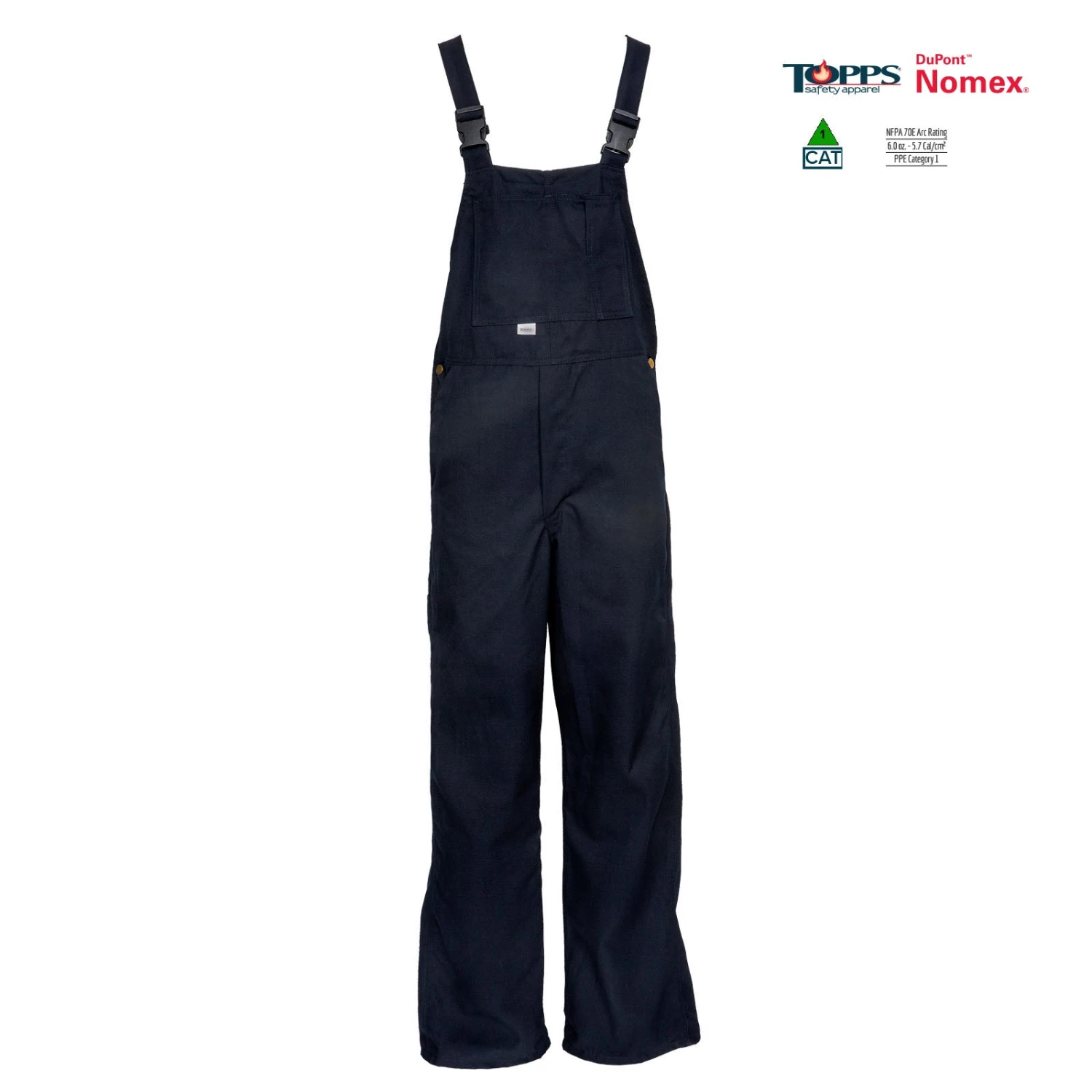 Topps Safety Apparel BO05 Nomex IIIA Unlined Bib Front Flame Resistant Overalls (HRC 1 - 5.7 Cal)