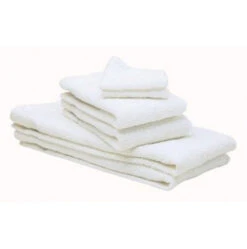 Coronet Collection 12s White 100% Cotton Hospitality Towels And Washcloths With Dobby Border