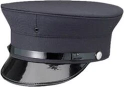 W. Alboum Comfort Fit Roundtop Police Cap - Navy Blue With Black Brim