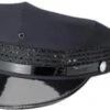 W. Alboum Comfort Fit 8-Point Police Cap With Short Visor - Navy Blue With Black Brim