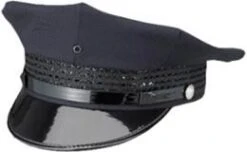 W. Alboum Comfort Fit 8-Point Police Cap With Short Visor - Navy Blue With Black Brim