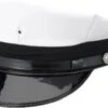 W. Alboum Comfort Fit 8 Point Police Cap With Long Visor - White With Black Brim