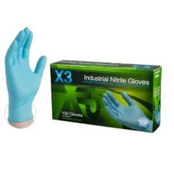 Xtreme X3 3 Mil Powder Free Industrial Grade Nitrile Gloves - Blue