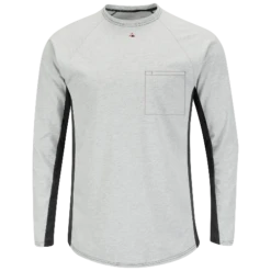 Bulwark MPS8 Men's FR Long Sleeve Base Layer With Concealed Chest Pocket -ANCHORTEX SHOP Bulwark MPS8GY