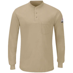 Bulwark SML8 Men's Long Sleeve Lightweight Henley Shirt