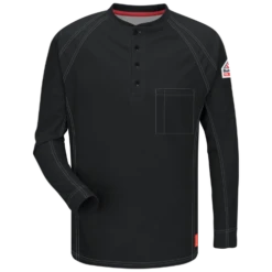 Bulwark QT20 IQ Series Flame Resistant Men's Long Sleeve Knit T-Shirt (HRC 2 - 8.2 Cal) -ANCHORTEX SHOP Bulwark PS BW QT20BK F Flame Resistant