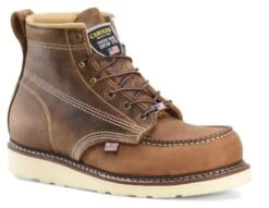 Carolina CA7011 AMP USA 6" Moc Toe Work Boot With Wedge Sole - Brown, Made In USA