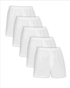 Fruit Of The Loom 5P595 Men's Classic Relaxed Fit White Boxer Shorts, 5-pack -ANCHORTEX SHOP FOTLMens White Boxers