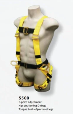 French Creek 550B Grommet-Tongue Buckle Full Body Harness With Leg Straps And Hip D-Rings