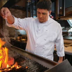 Red Kap 044X Men's Ten Knot Button Chef Coat With OilBlok + MIMIX -ANCHORTEX SHOP LS CD O44XWH Knot Button Seasoning Grill