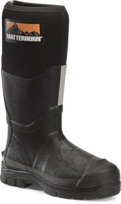Matterhorn MT202 Mud Jumper Men's 15" Puncture-Resisting Rubber Boot With Steel Toe And Internal Metguard - Black
