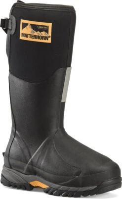 Matterhorn MT203 Mud Jumper Mens 15" Puncture-Resisting Rubber Boot W/ Steel Toe & Internal Metguard - Adjustable Quarter Opening - Black