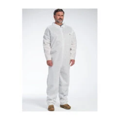 PosiWear M3 C3800 Five-Layer Polypropylene - Disposable White Coveralls - Open Wrists-Ankles And Collar (Case)