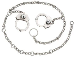 Peerless Model 7002CHS Waist Chain With High Security Handcuffs At Side - Nickel Finish