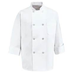 Red Kap 0403 Eight Pearl Button Chef Coat W/o Thermometer Pocket