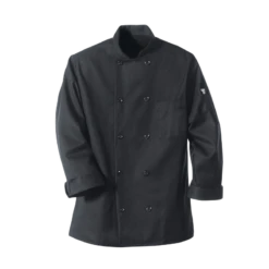 Red Kap 0425 Ten Pearl Button Black Chef Coat