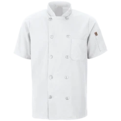 Red Kap 046X Men's Short Sleeve Chef Coat With OilBlok + Mimix -ANCHORTEX SHOP Red Kap 046XWH Mens Short Sleeve Chef Coat w OilBlok Mimix