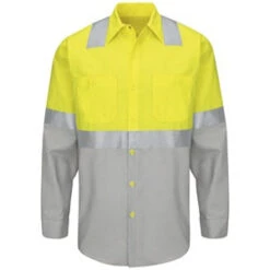 Red Kap SY14 High Visibility Long Sleeve Color Block Work Shirt - Type R, Class 2 -ANCHORTEX SHOP RedKap SY14YG Work Shirt