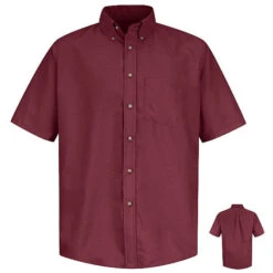 Red Kap SP80 Men's Short Sleeve Button-Down Poplin Shirt -ANCHORTEX SHOP SP80 600 1