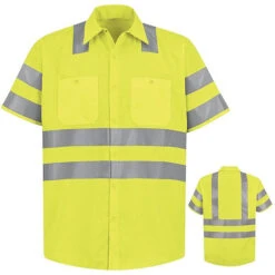 Red Kap SS24 High Visibility Short Sleeve Work Shirt With Reflective Stripe - Type R, Class 2 -ANCHORTEX SHOP SS24AB