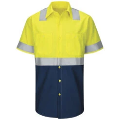 Red Kap SY24 High Visibility Short Sleeve Color Block Work Shirt - Type R, Class 2 -ANCHORTEX SHOP SY24YN
