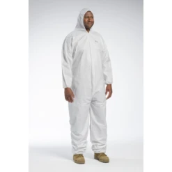 PosiWear BA 3606 Disposable White Hooded Coveralls With Elastic Wrists And Ankles (Case)