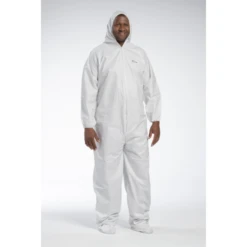 PosiWear BA 3609 Disposable White Hooded Coveralls With Elastic Wrists And Ankles (Case)