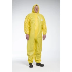 PosiWear UB 3678B Yellow Hooded Coveralls With Elastic Wrists And Ankles (Case)