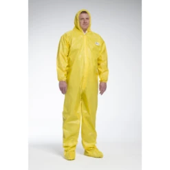 PosiWear UB 3679B Disposable Yellow Coveralls With Attached Hood And Boots (Case)