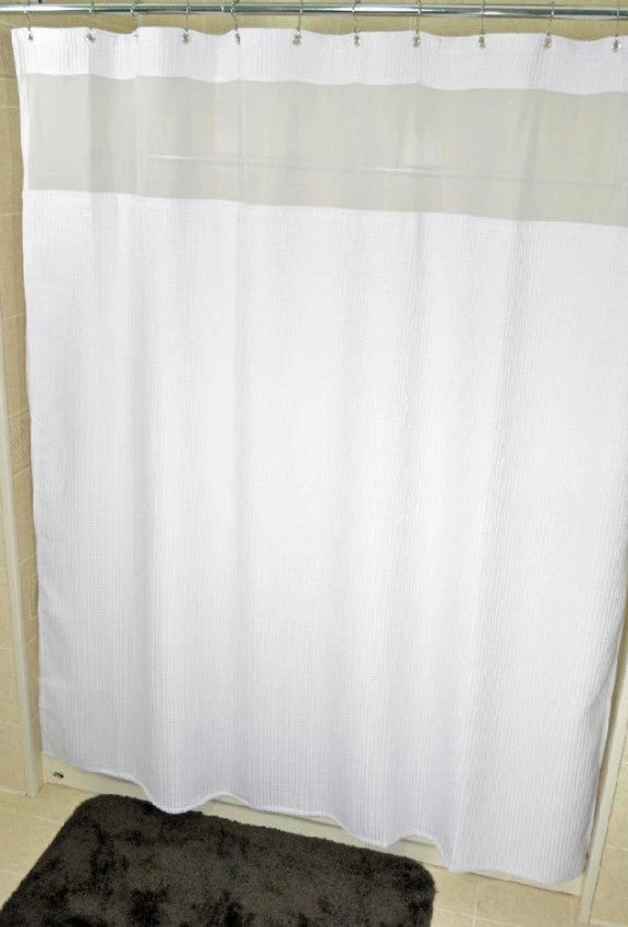 Kartri Luxor Waffle Polyester Shower Curtain With Grommet Eyelets, White, 72"x72" Or 72"x78" 2 Kartri Luxor Waffle Polyester Shower Curtain With Grommet Eyelets, White, 72"x72" Or 72"x78" - Image 2