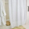 Kartri VCA Vision Check Polyester Shower Curtain With Sewn Eyelets, White Or Beige, 72"x72"